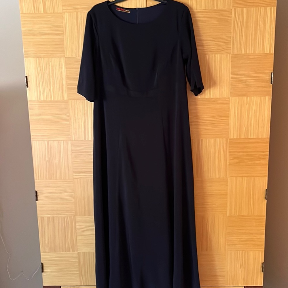 Custom made full length navy lined dress